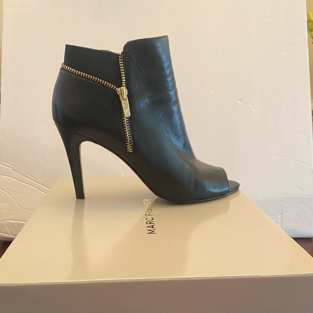 Marc Fisher Black Leather Ankle Boots